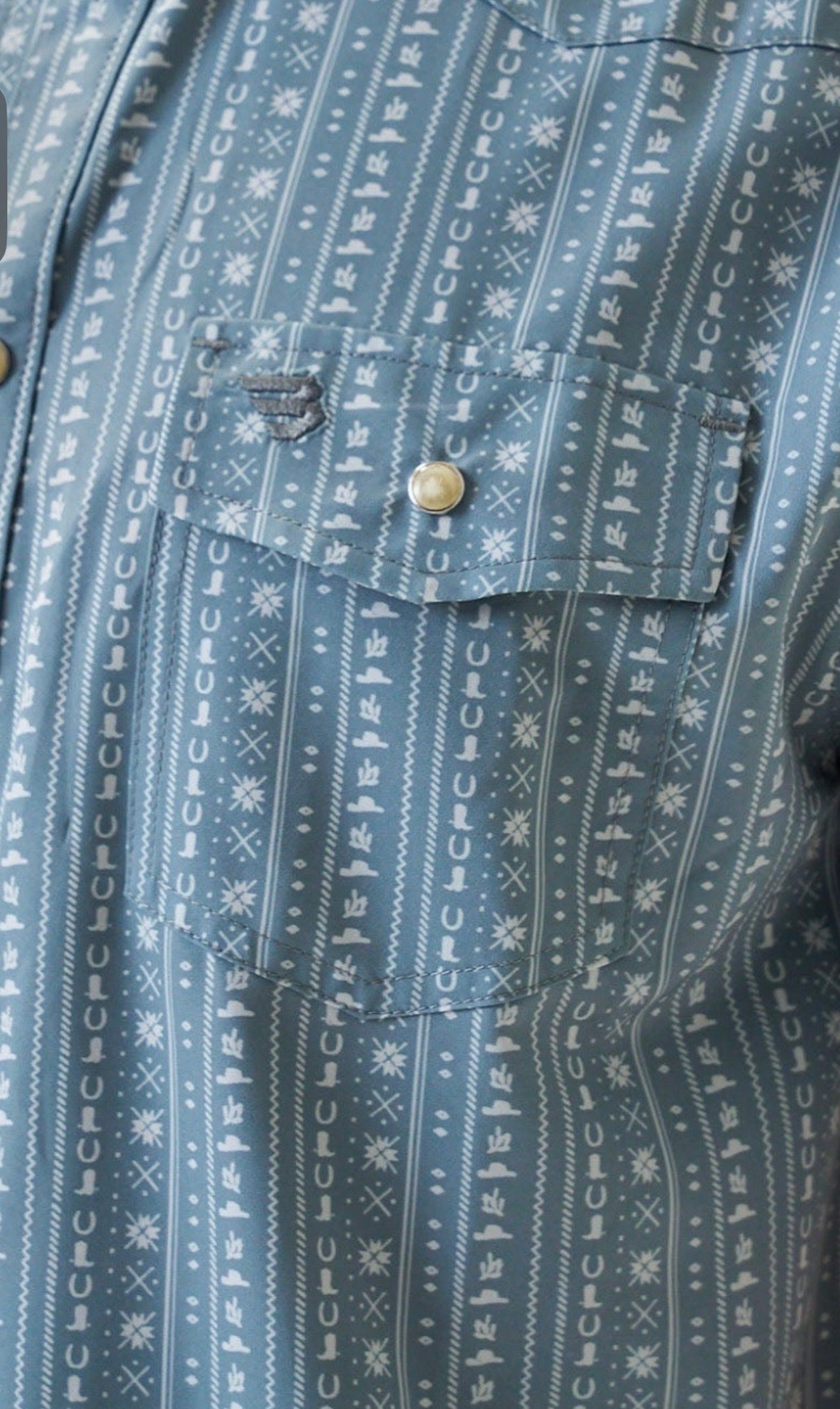 Ranch Sage Performance Western Pearl Snap Shirt Burlebo Tx/Fl