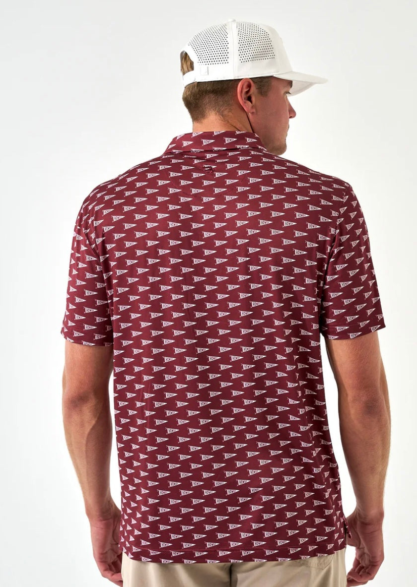 Howdy Pennants Maroon Performance Polo Burlebo