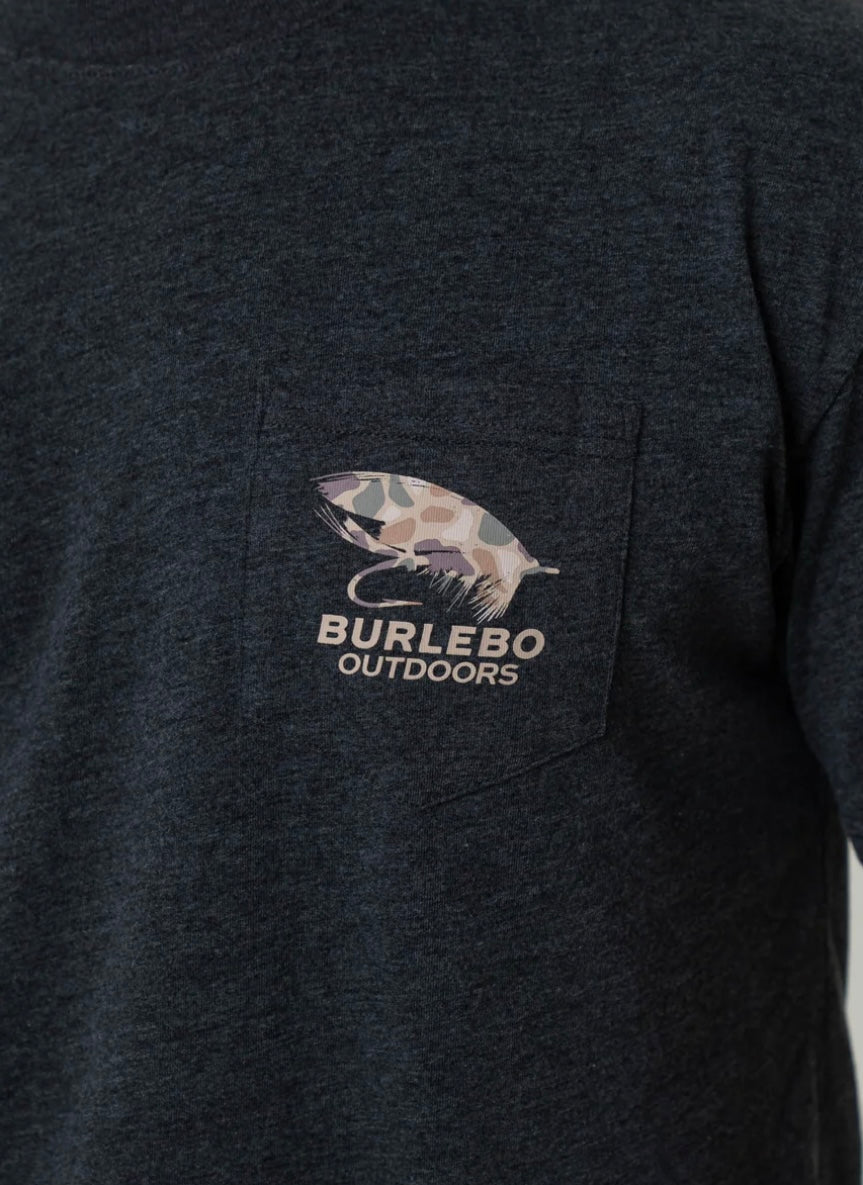 Camo Big Fly Short Sleeve T Shirt Heather Black