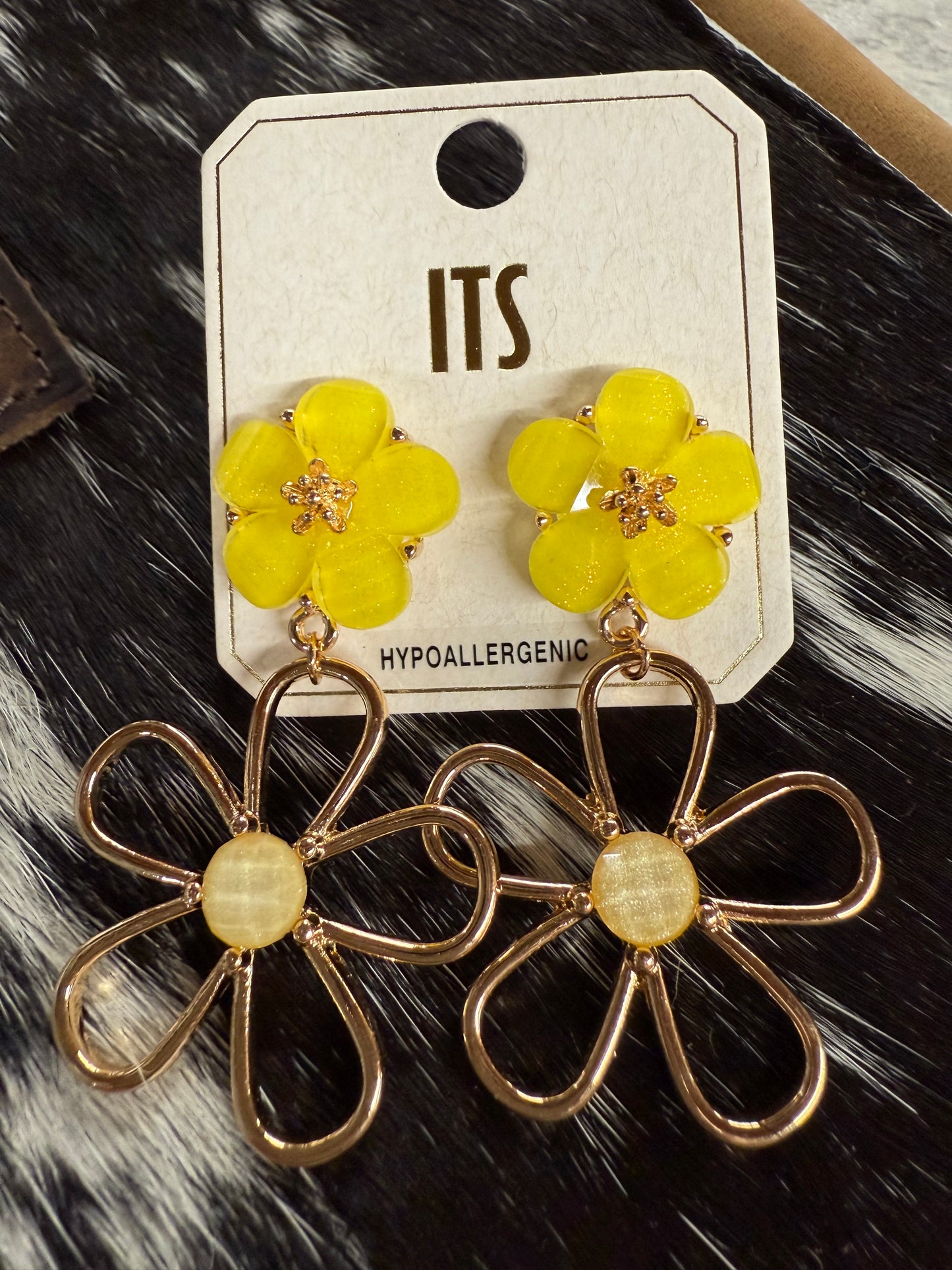Double Flower Drop Earrings