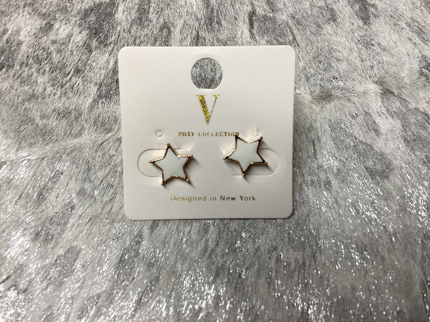 Gold trim white star earrings