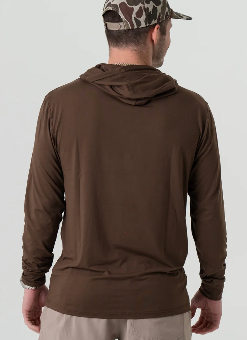 Heather Brown Performance Hoodie With UPF 50 Sun Protection Burlebo