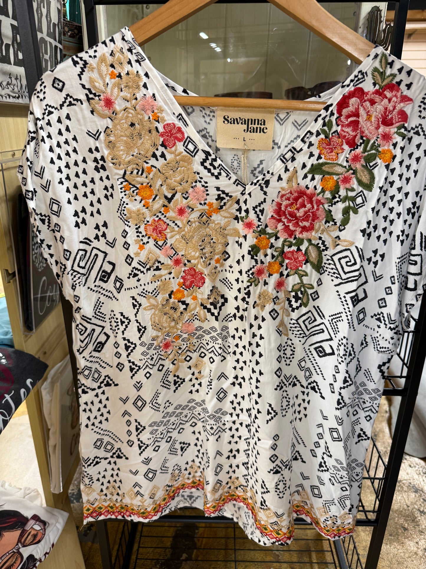 Black and white floral Savana Jane Top