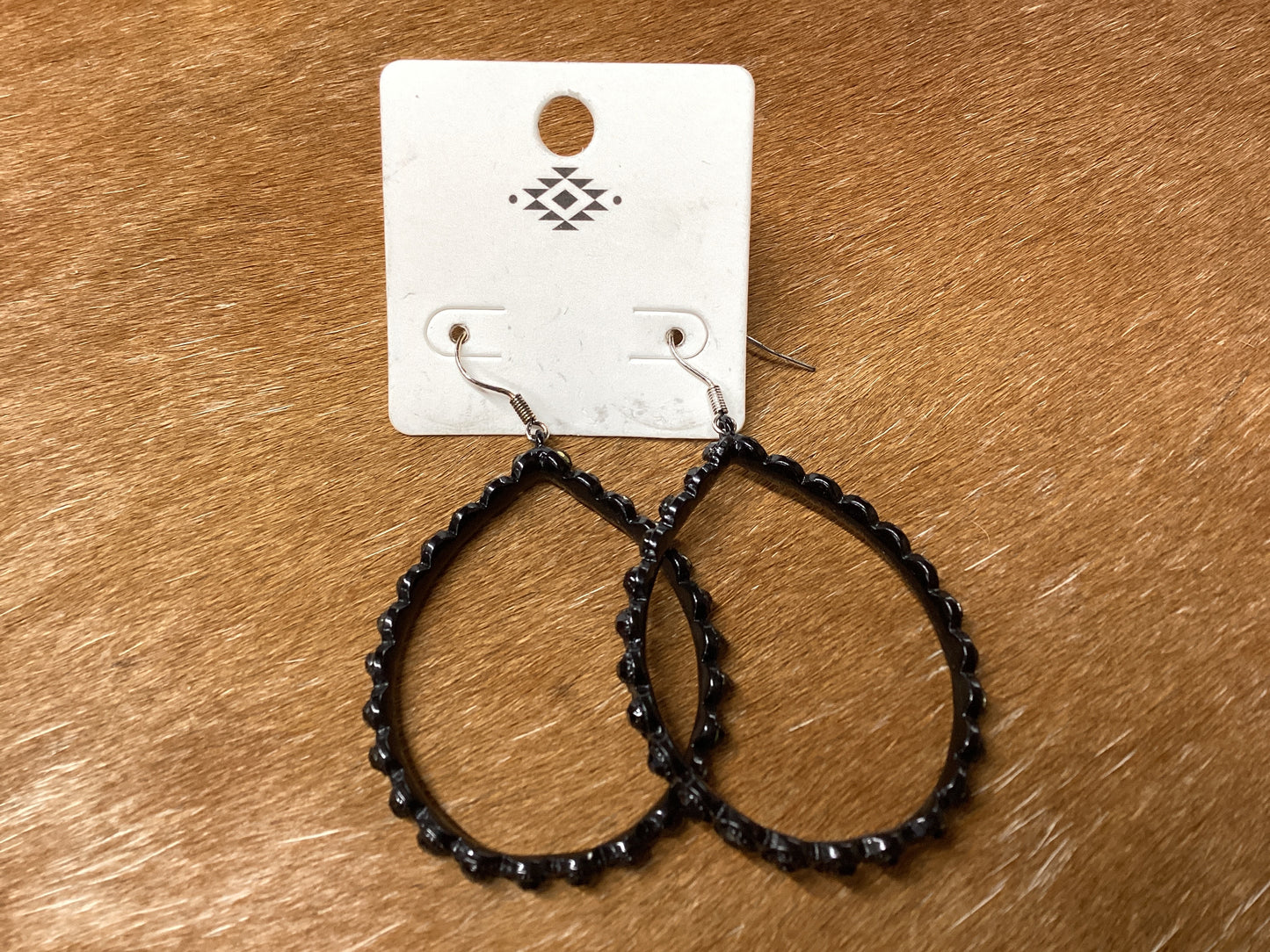 Rhinestone Teardrop black Bling earrings