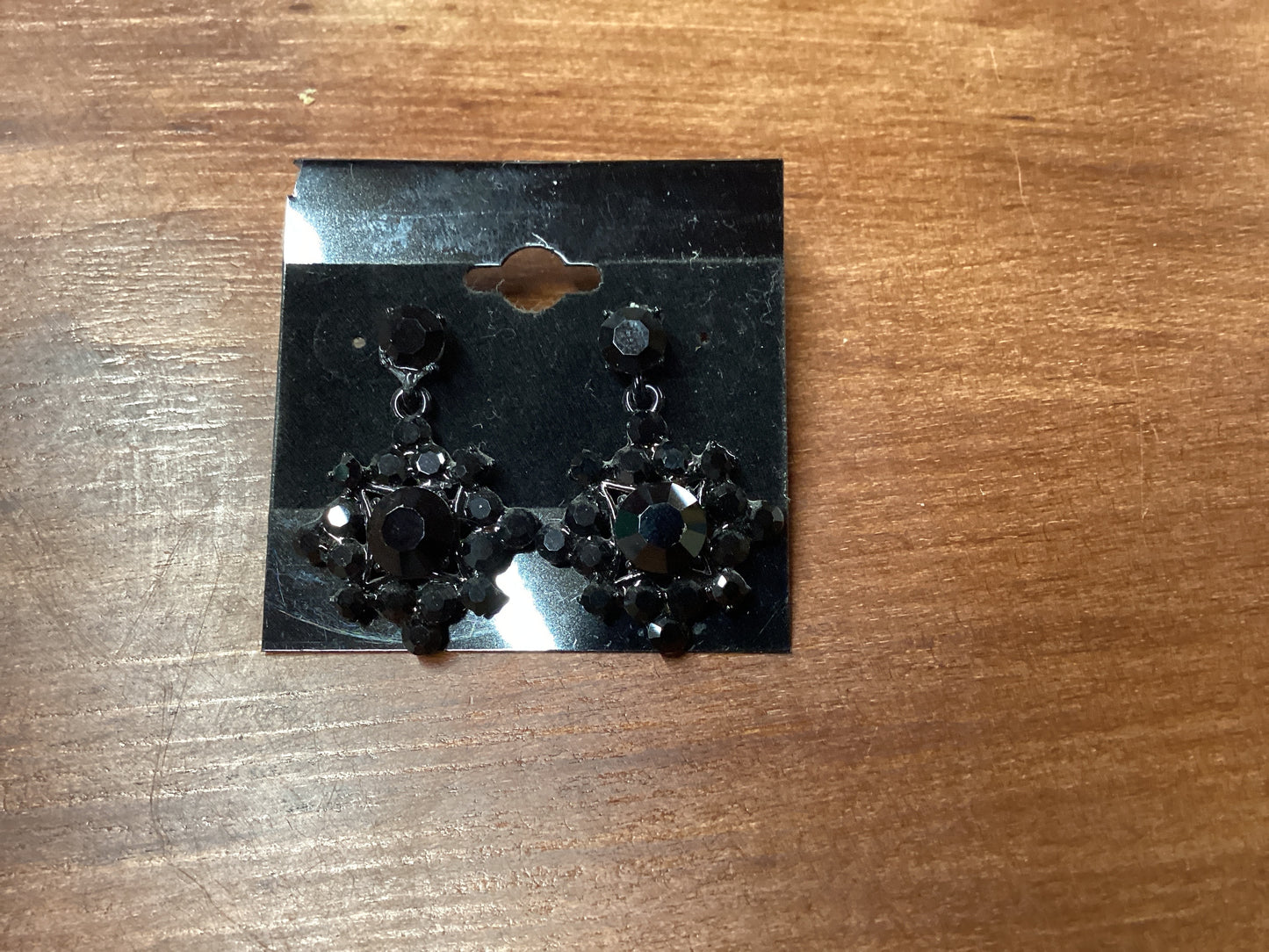 Black crystal dangle earrings