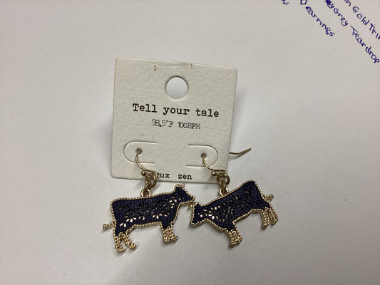 Black cow earrings