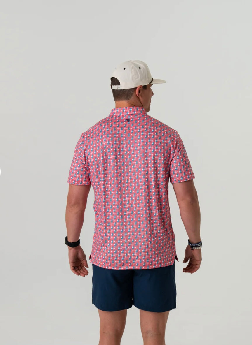 American Flag Print Performance Polo Burlebo
