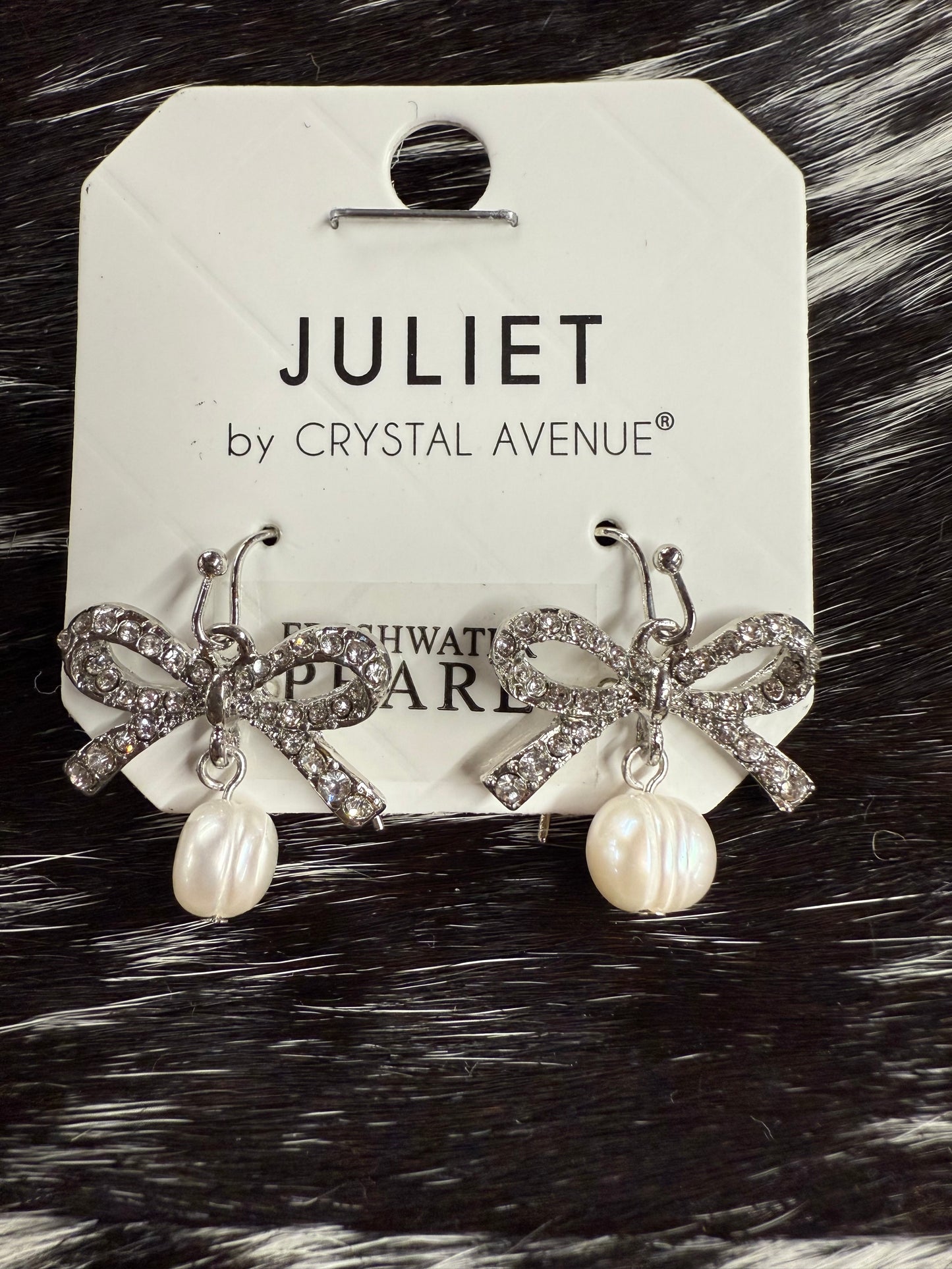 Bow Genuine Freshwater Pearl Earrings by Juliet