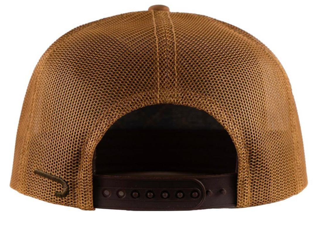 LAZY J RANCH COYOTE BROWN QUILTED HARD DAY CLASSIC FIVE PANEL TRUCKER HAT