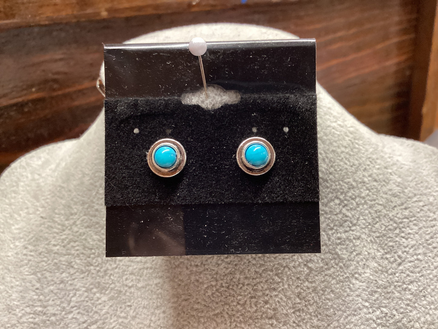 Round Turquoise Silver Earrings