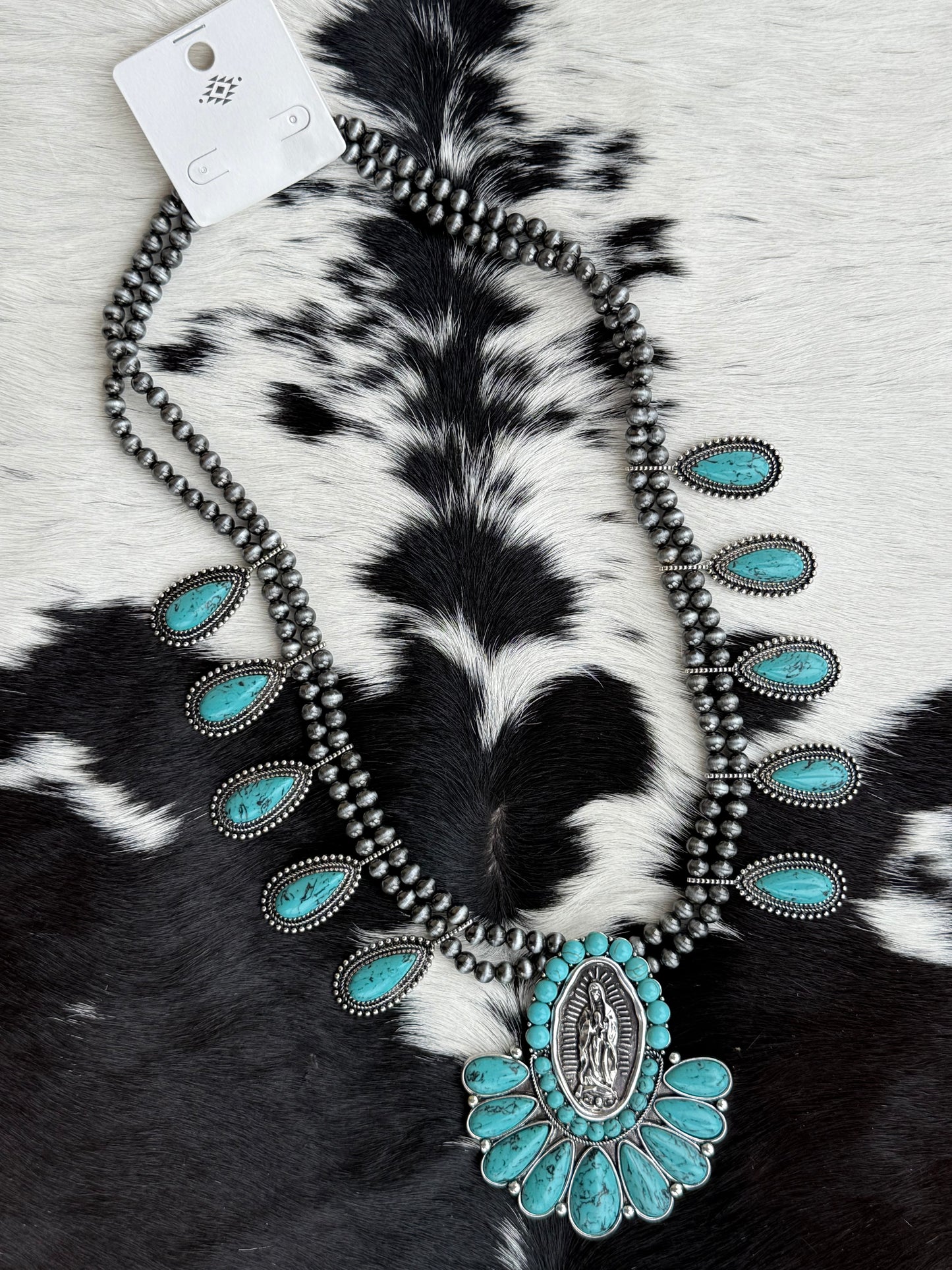 Lady Guadalupe Western Faux Navajo Pearl Necklace