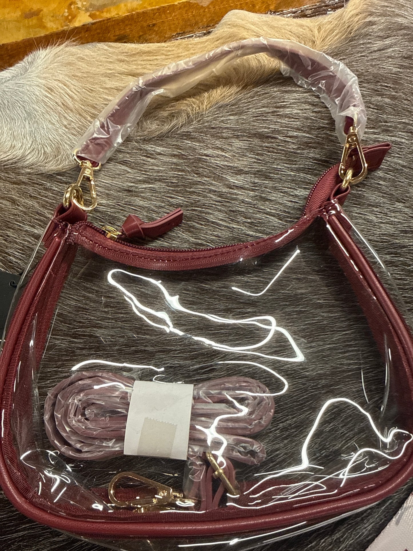 The Clara Purple or Maroon Clear Purse by Desden