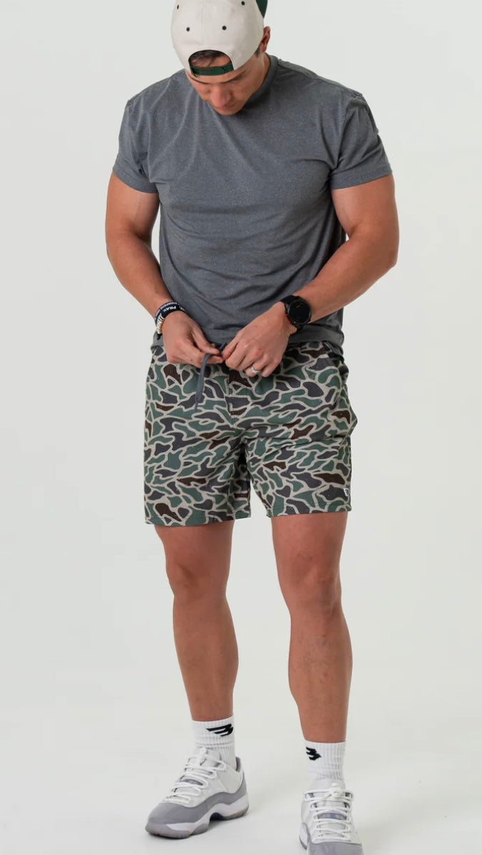Retro Duck Camo Athletic Shorts with Grey Liner Burlebo