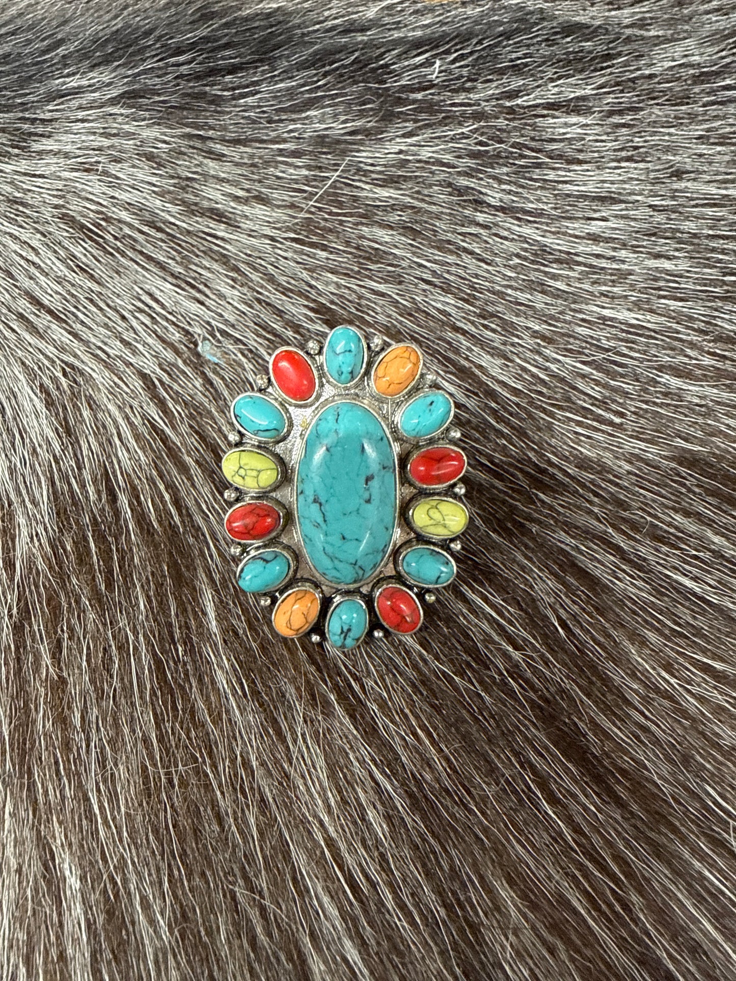 Multi Stone Concho Ring