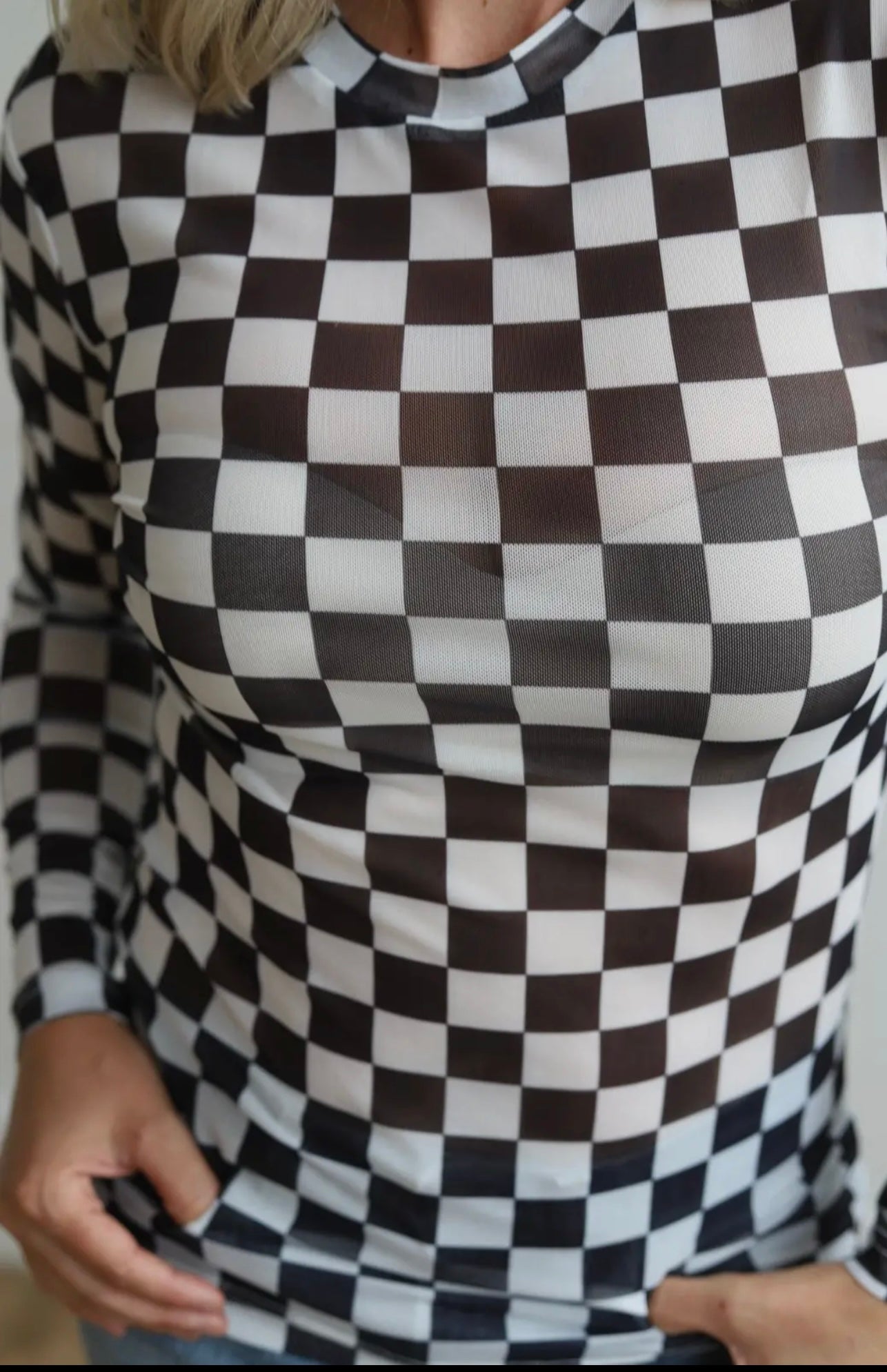 Checkerboard Mesh Top TH – The Blinged Buck