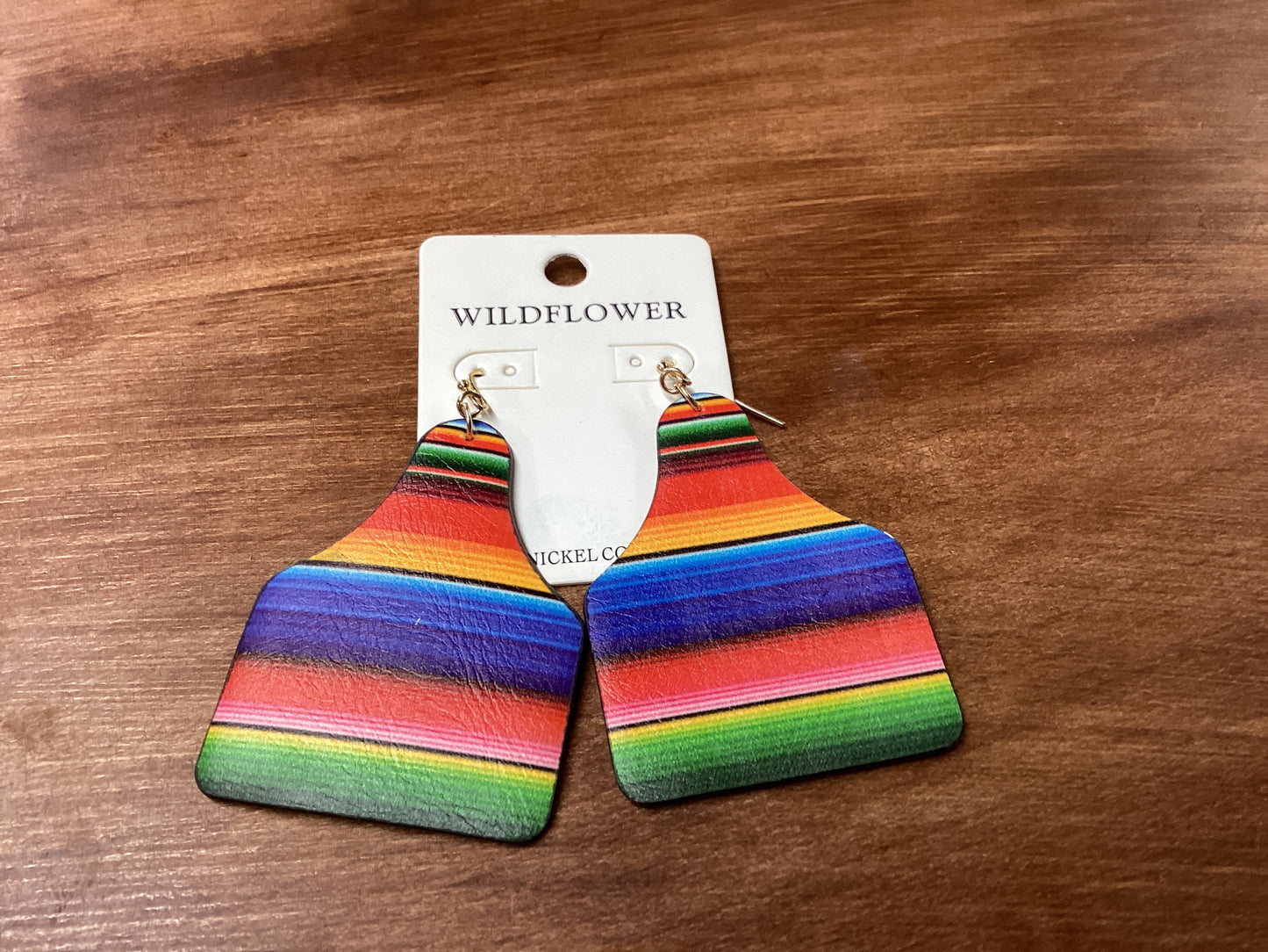 Striped cow tag earrings