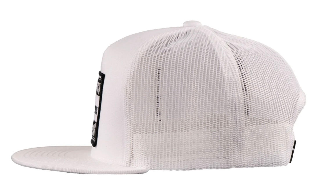 LAZY J RANCH WHITE FORT WORTH CLASSIC ROPE TRUCKER HAT