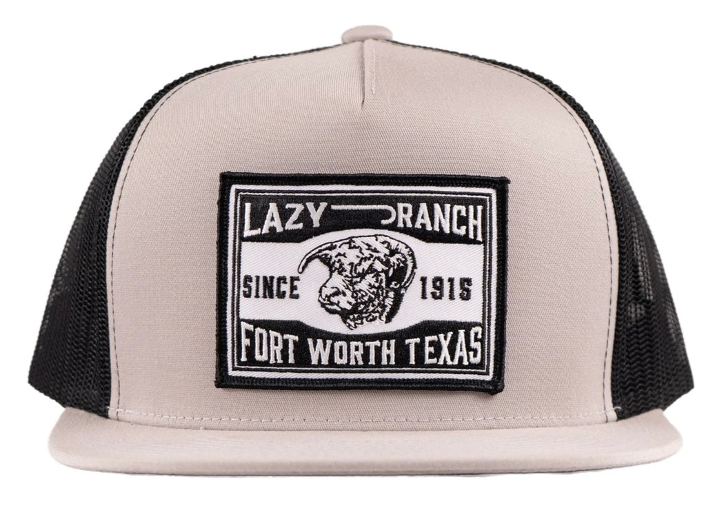 LAZY J RANCH SILVER GREY & BLACK FORT WORTH CLASSIC ROPE TRUCKER HAT