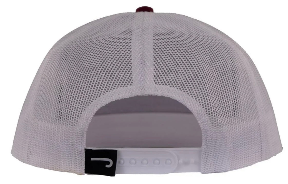 LAZY J RANCH MAROON & WHITE SMOKELESS CLASSIC ROPE TRUCKER HAT