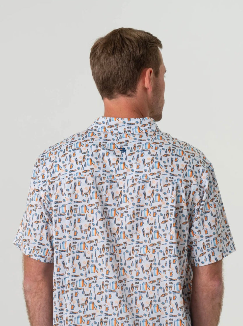 Crawfish Boil Performance Button Up Shirt Burlebo