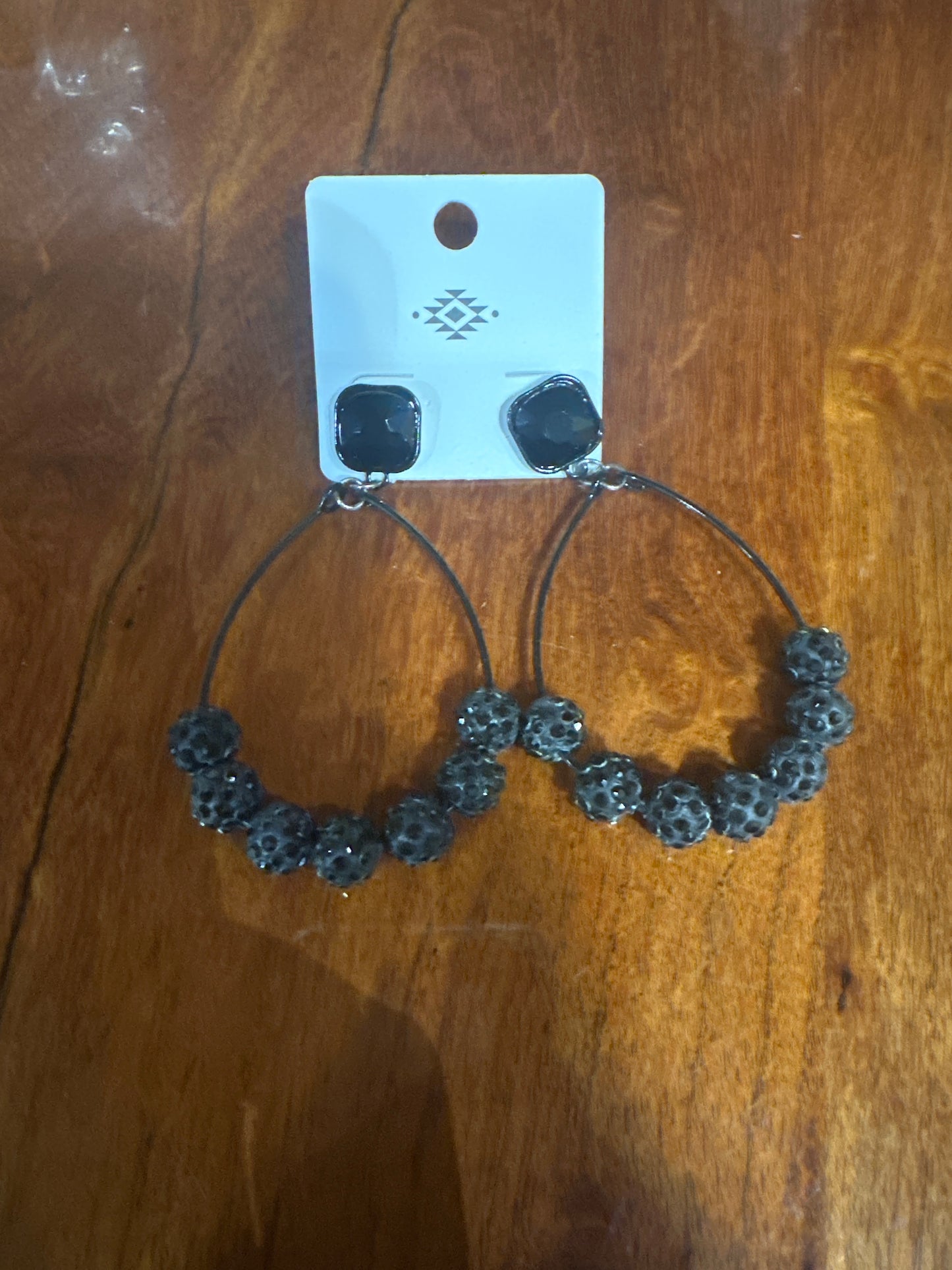 Black beaded hoops