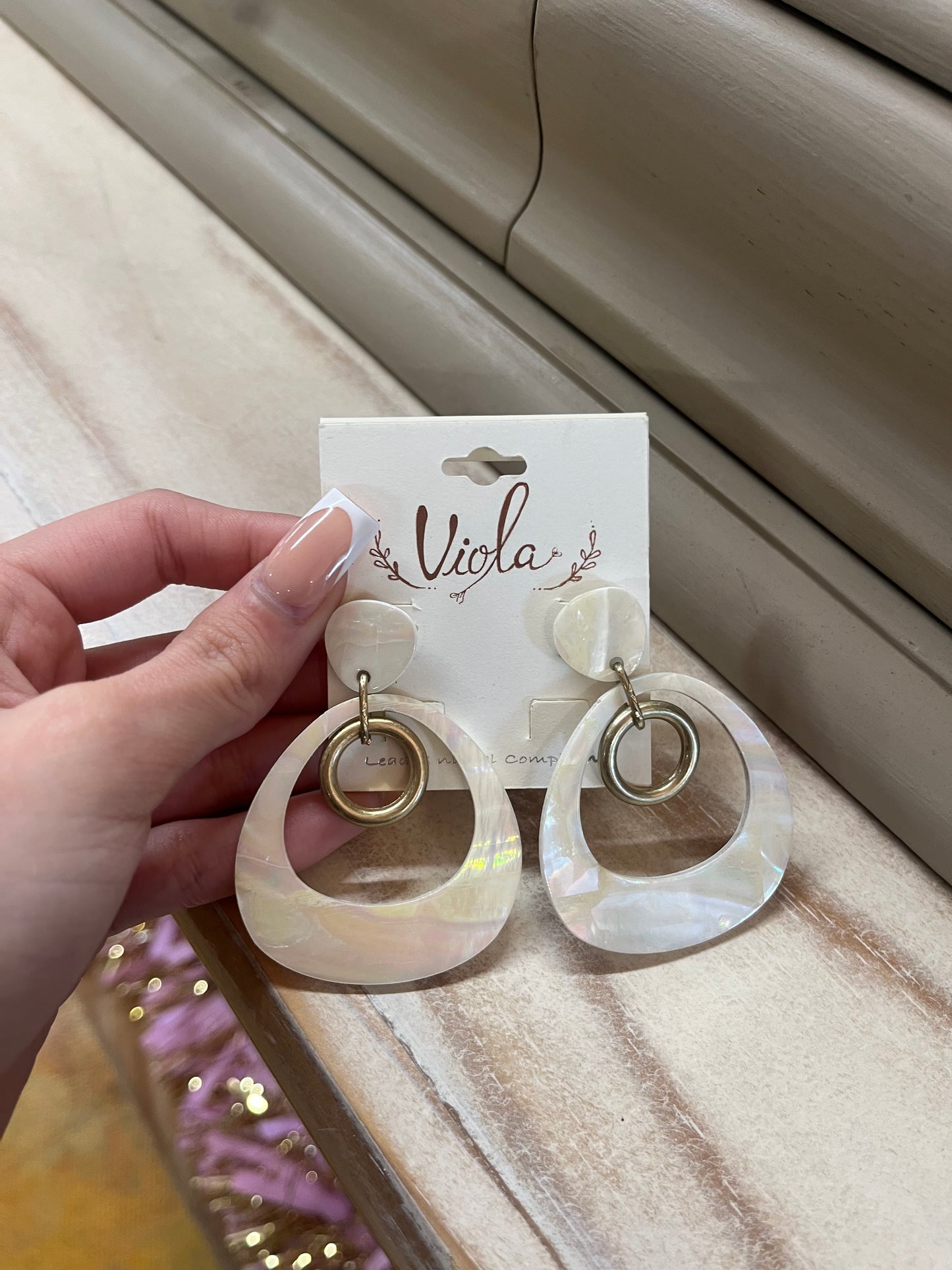 white oval drop earrings Cozy Cactus Delana