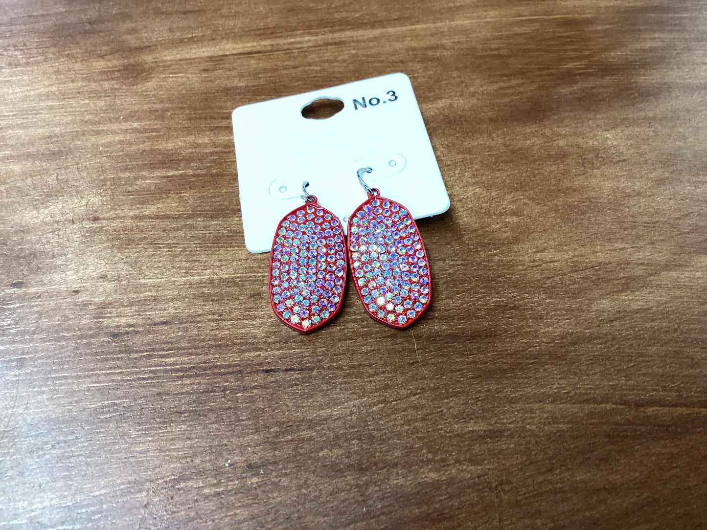 No.3 Red Iridescent Crystal earrings