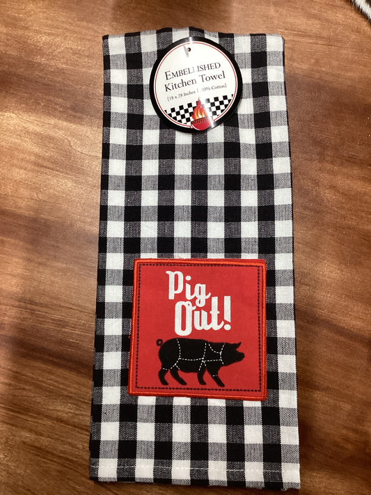 BBQ Dish Towel - Embellished Kitchen Towel