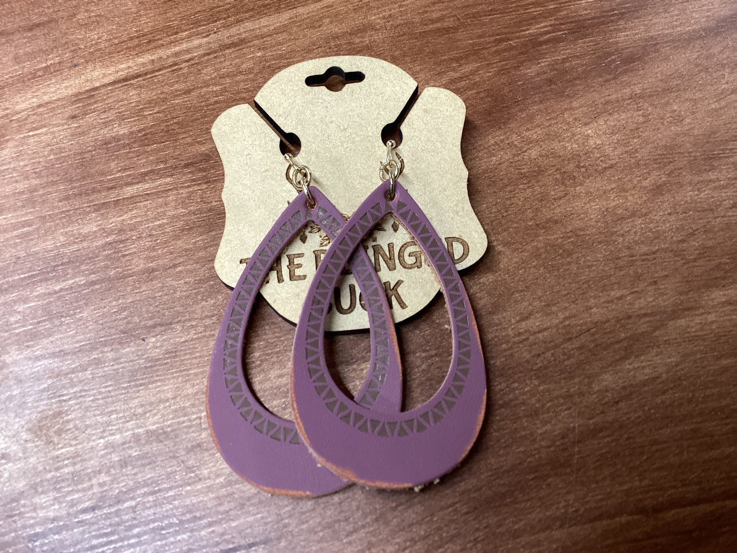 Leather teardrop earrings