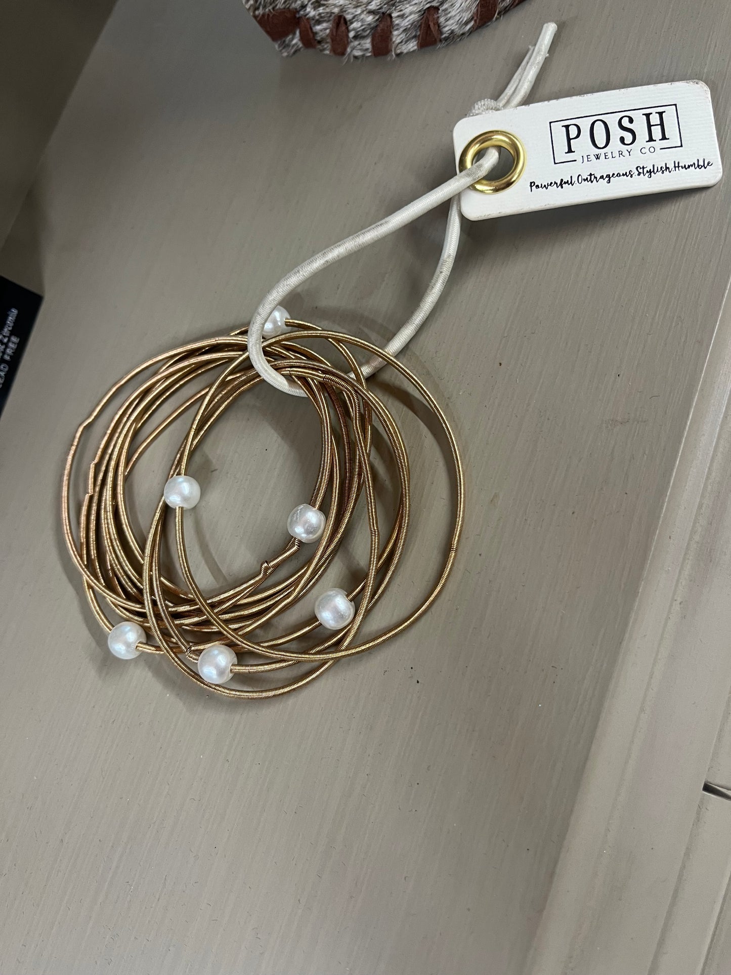 10 Stack Gold Peral Bracelets