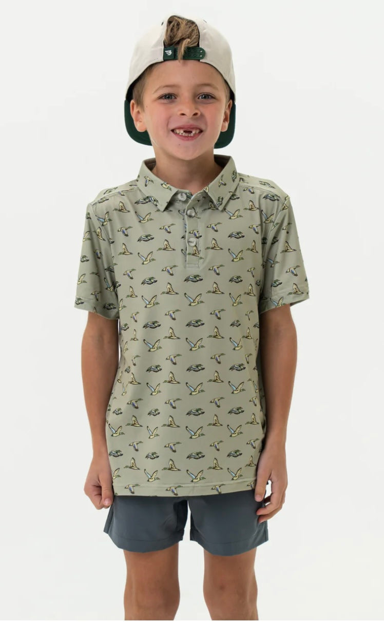 Flying Ducks Youth Polo Burlebo Green