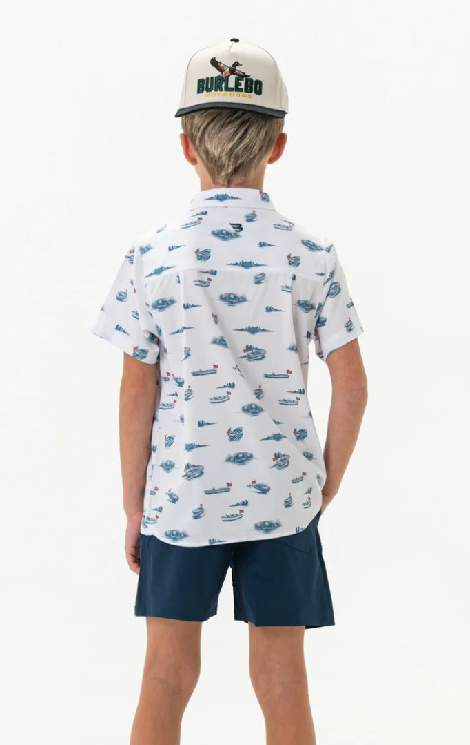 Lake Weekend Youth Performance Button Up Shirt Burlebo