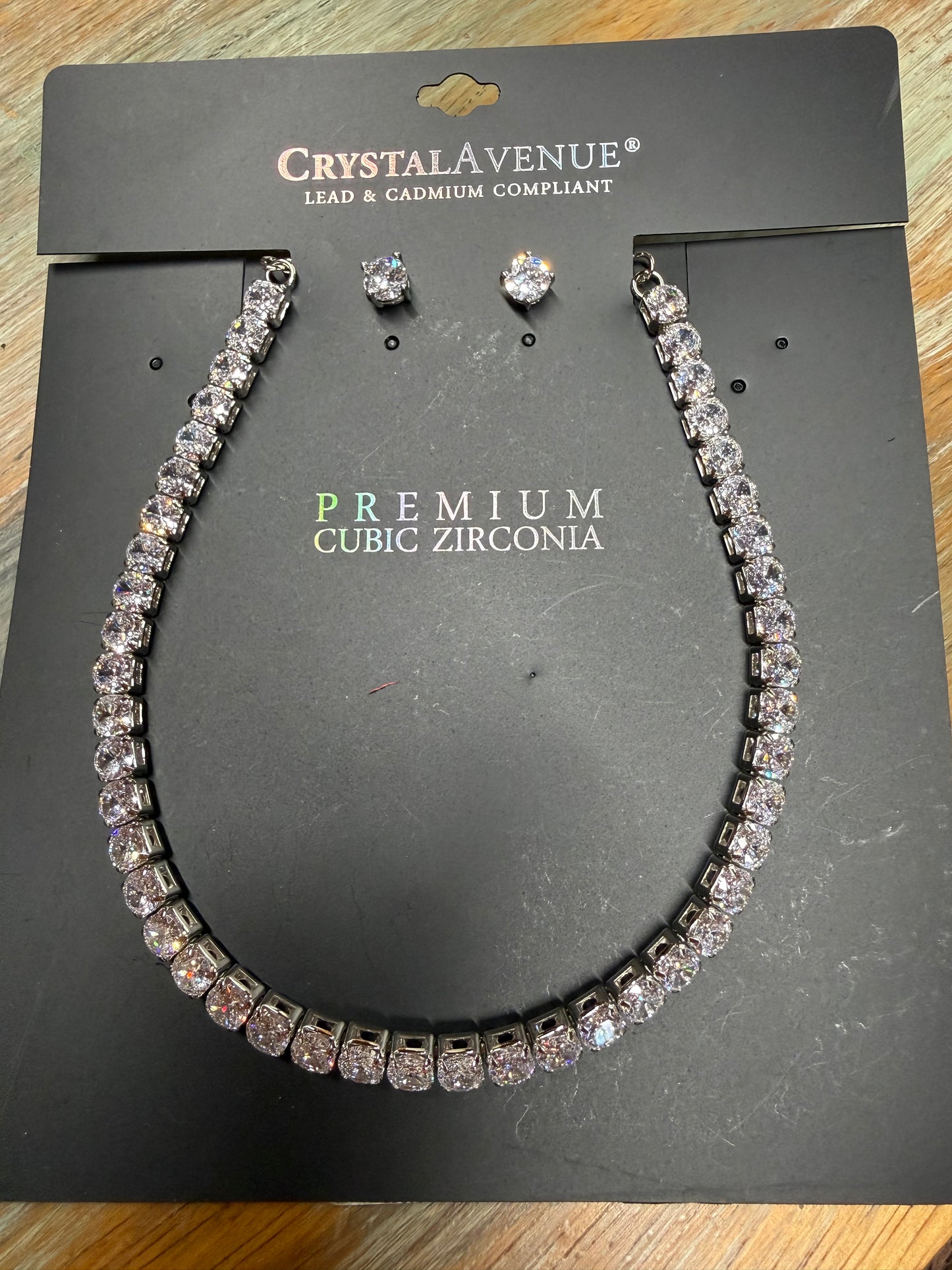 Crystal Avenue Premium Cubic Zirconia Tennis Necklace and Earrings