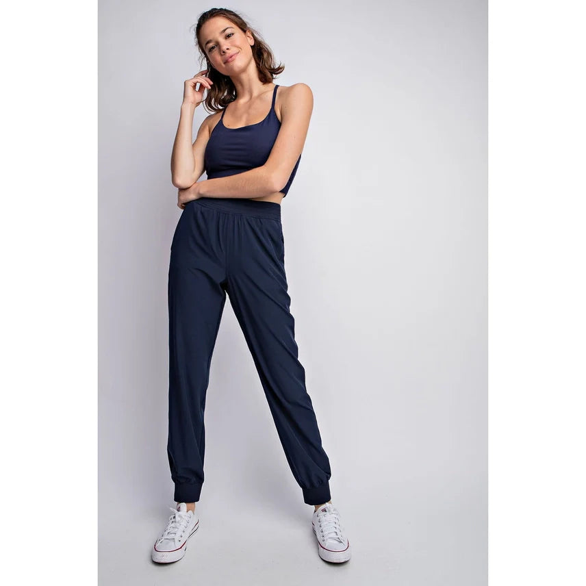 Woven Dance Studio Mid Rise Jogger Pants (Navy) rea mode
