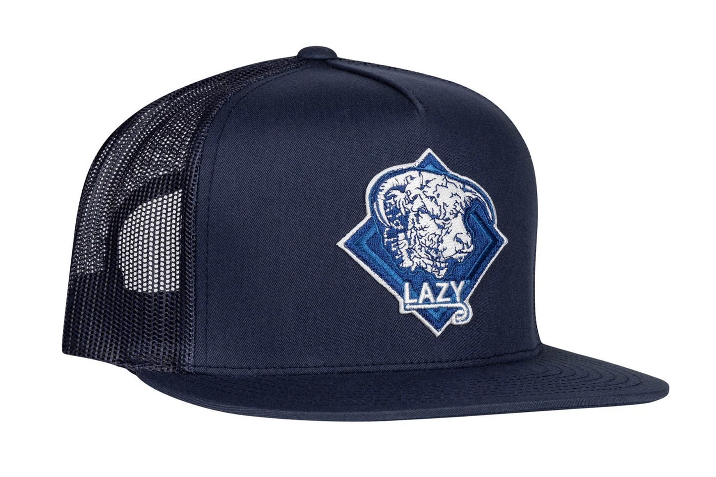 LAZY J RANCH BLACK & BLUE DIAMOND HEREFORD CLASSIC FIVE PANEL TRUCKER HAT