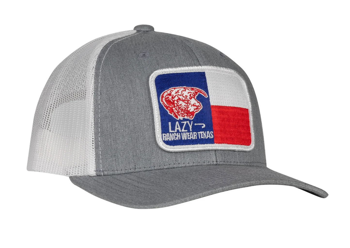 LAZY J RANCH HEATHER GREY & WHITE TEXAS ELEVATION MID PROFILE TRUCKER HAT