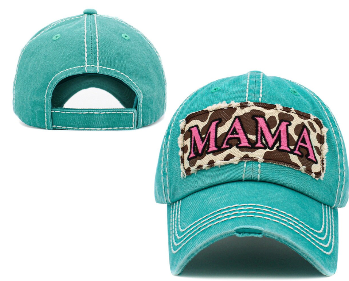 Mama With Leopard Patch Ball Cap