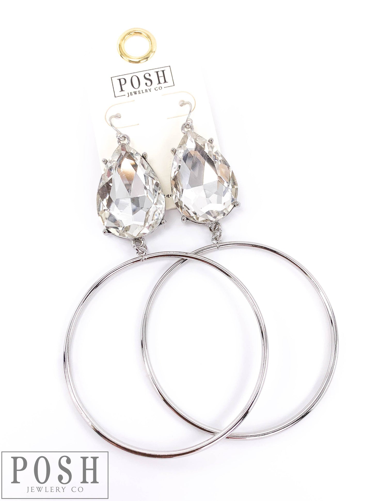 Large pear teardrop with circle earring: GCL posh