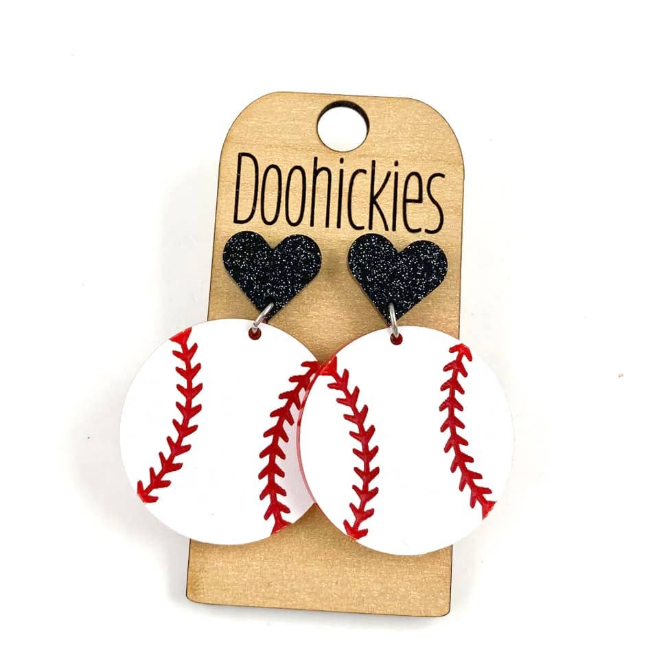 Heart Baseball Dangles - Blue Doohickie