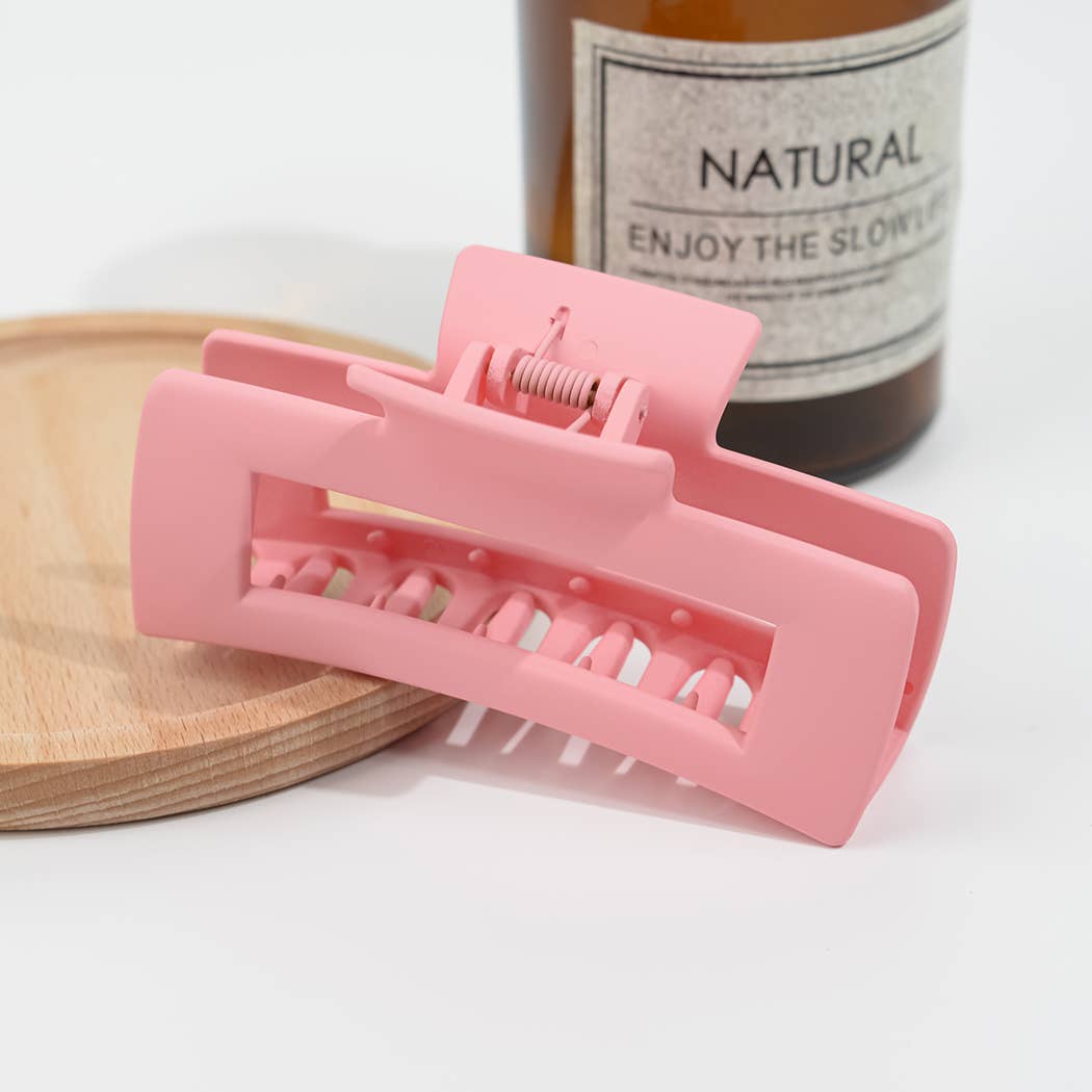 4.13'' Frosted Solid Color Rectangle Hair Clip Diva Shop