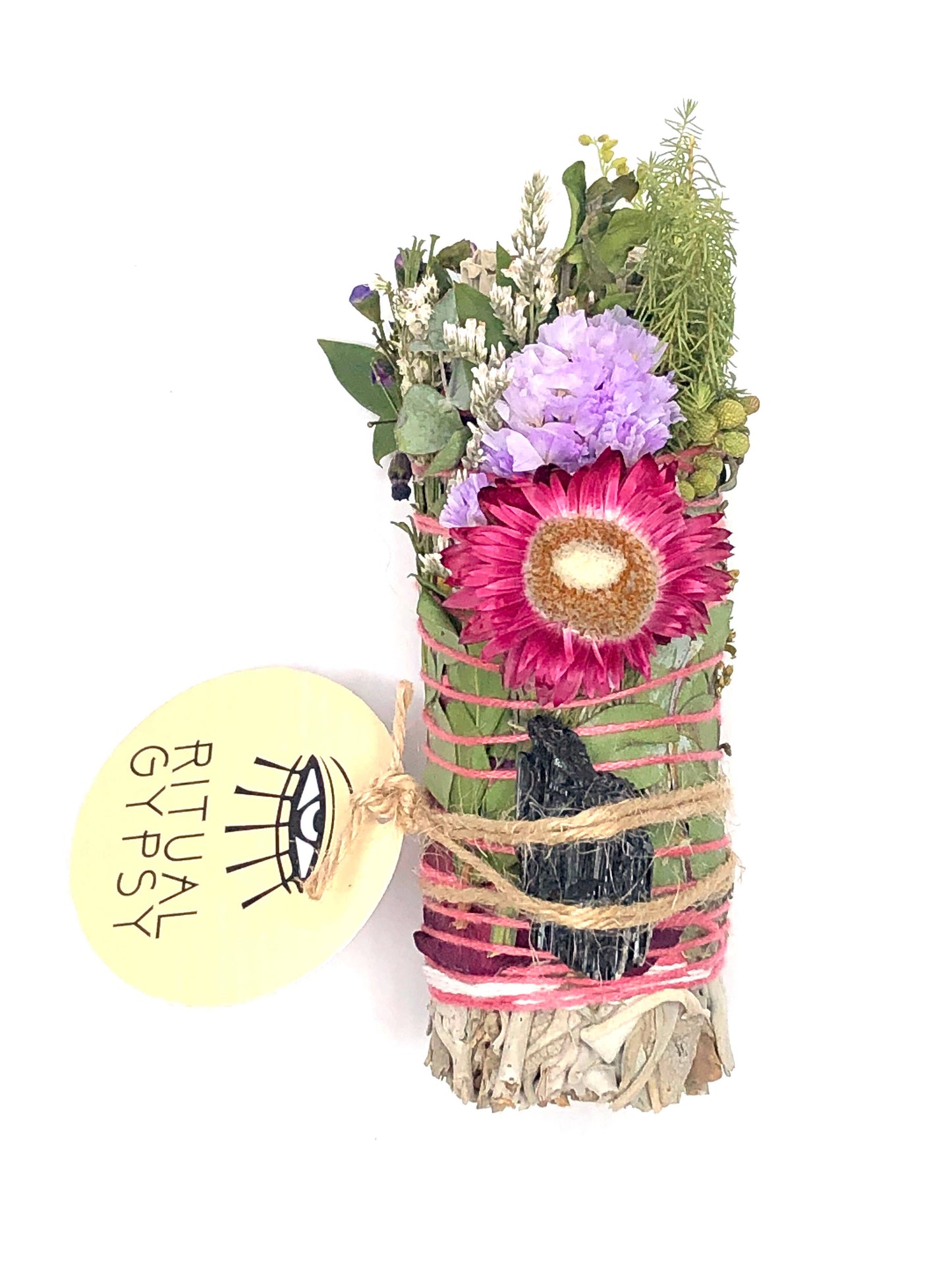 Ritual Sage Wand + TOURMALINE - 4"