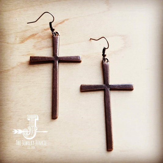 Copper Cross Dangle Earrings Jewelry Junkie