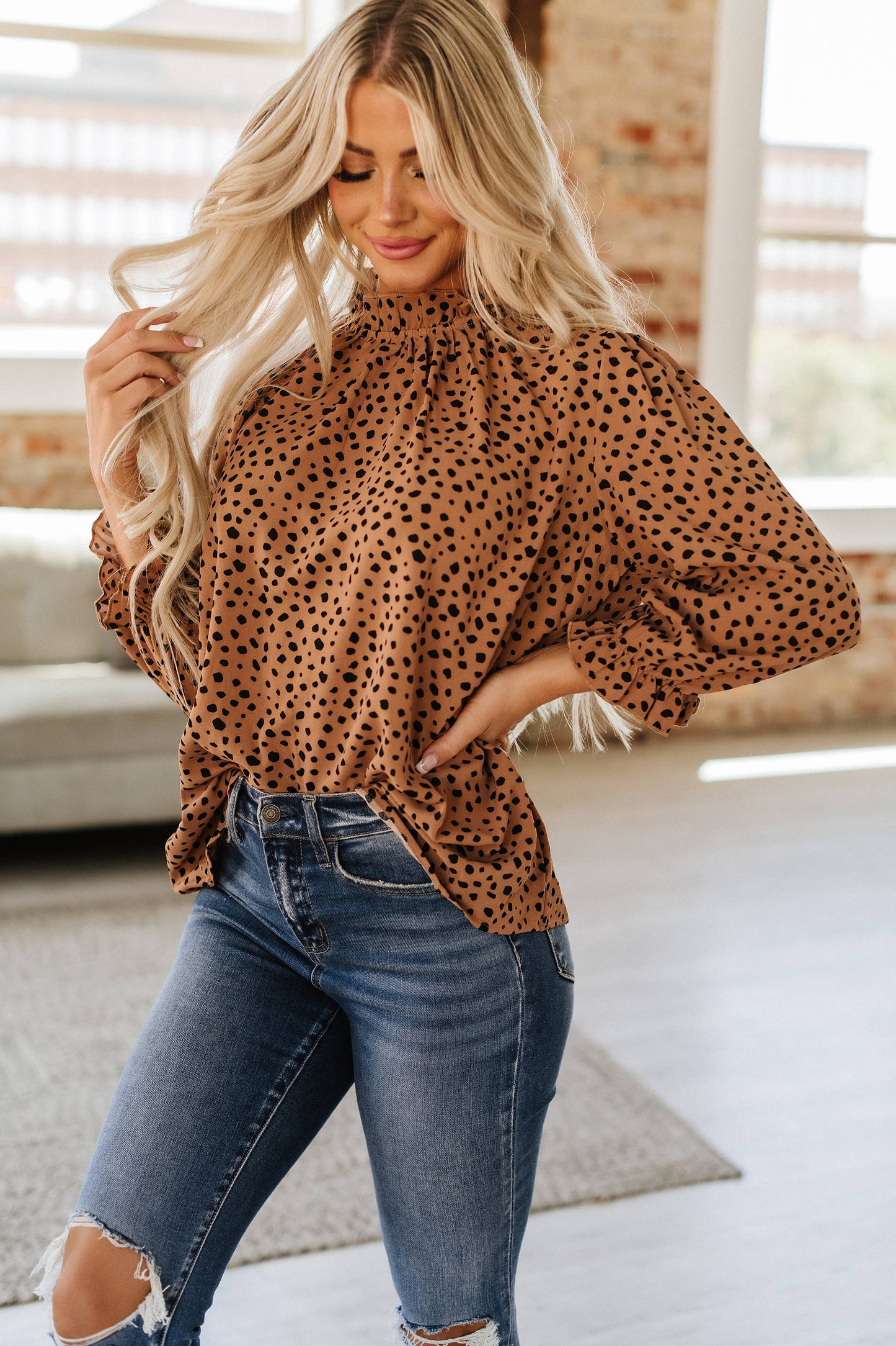 Amaris Dot Blouse | Khaki Liam