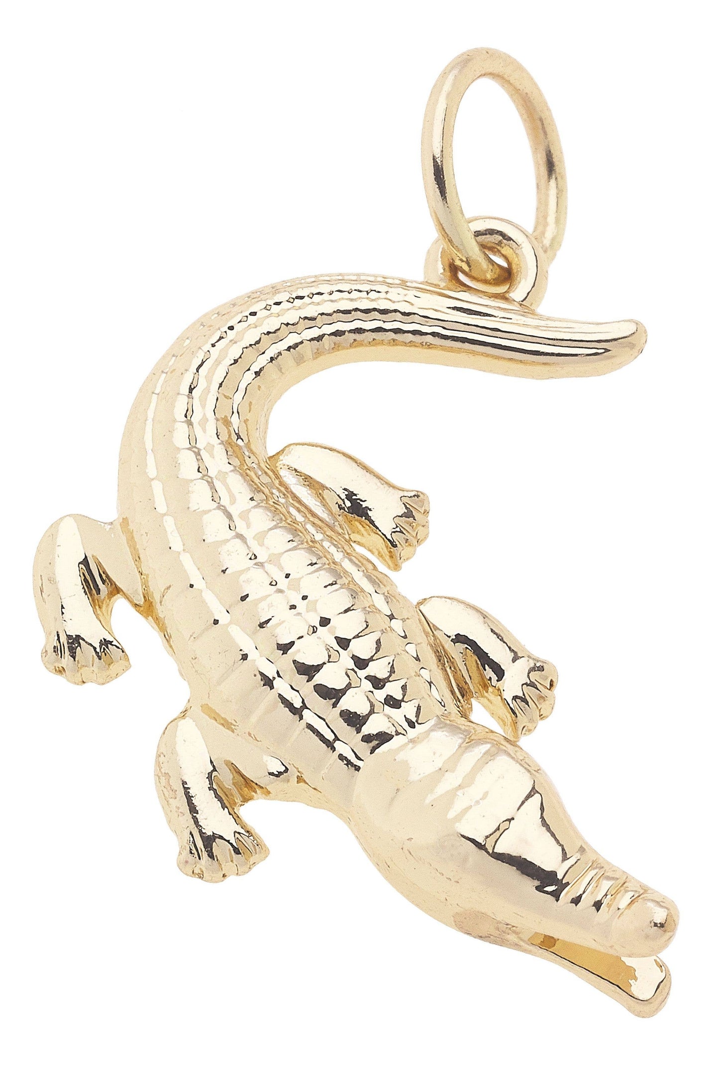 Curved Alligator Charm in Shiny Gold Canvas