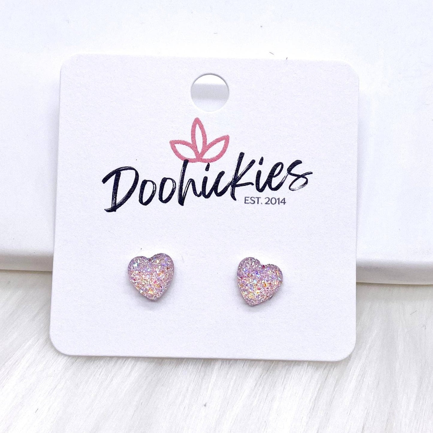 Valentine Sparkle Hearts -Earrings 8mm Black Doohickie