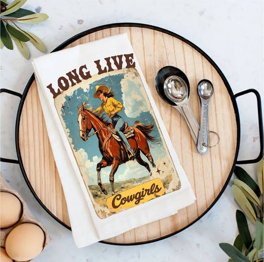 Vintage Cowgirls Long Live Cowgirls Tea Towel Avery