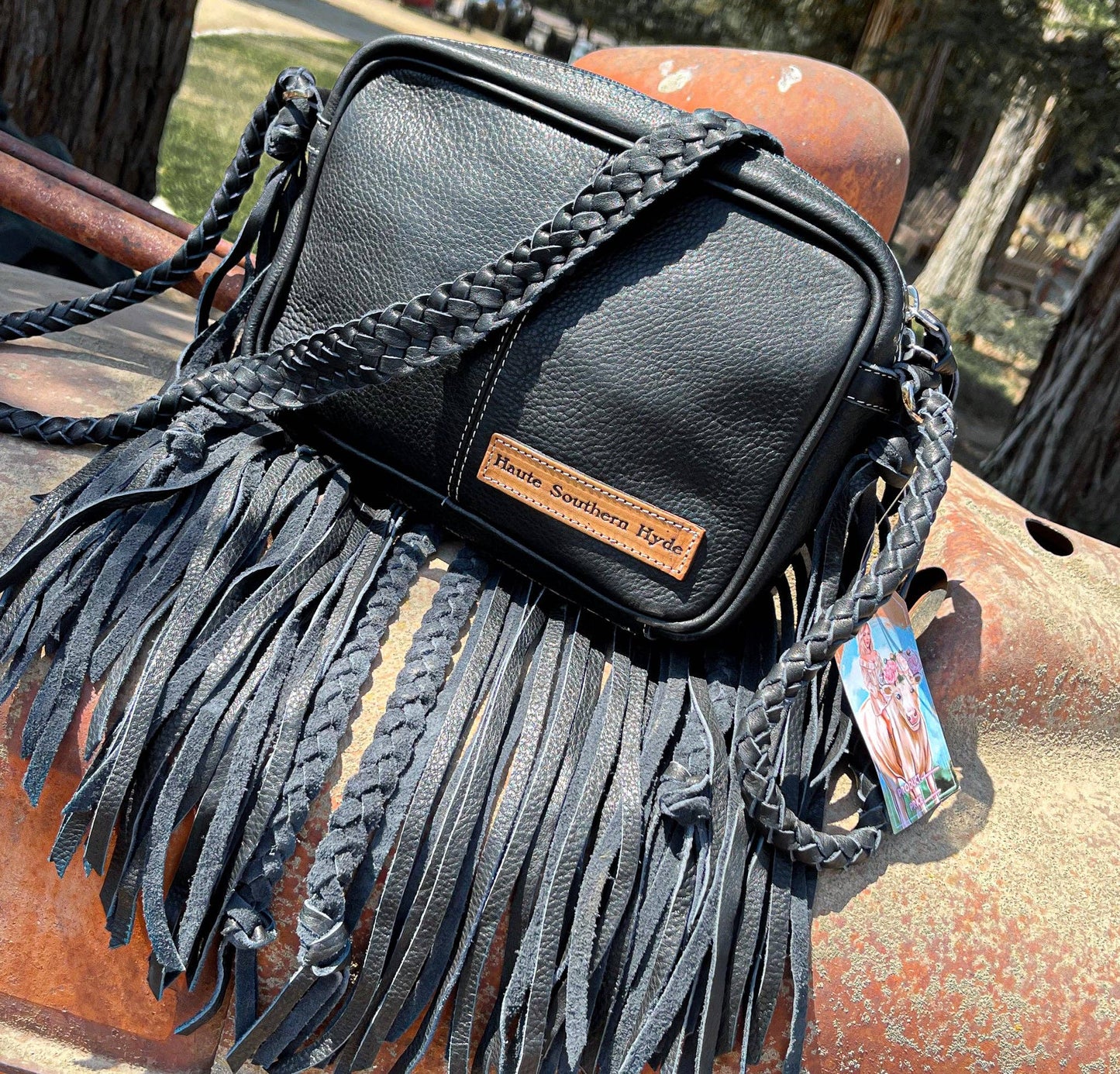 The Jolene Cowhide Purse in Black Haught