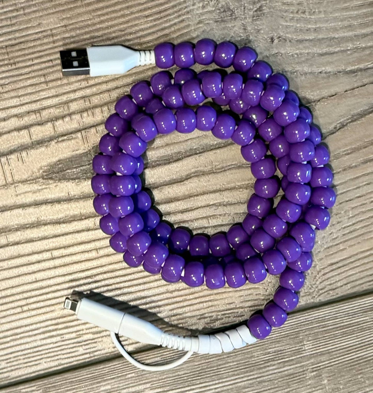 Beaded Phone Charger with Lightning & USB-C Cable: Turquoise JInk Tx