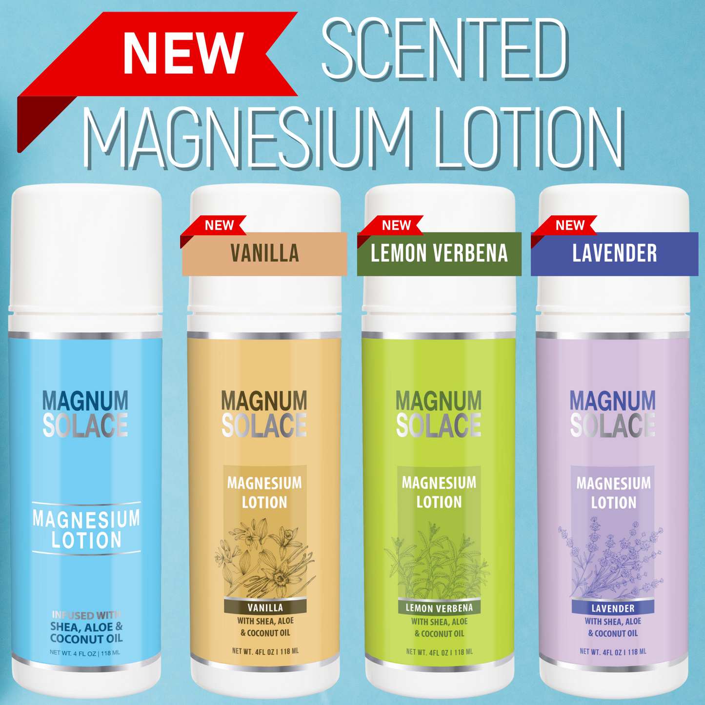 Magnesium Lotion with Aloe, Shea and Coconut (Lemon Verbena)