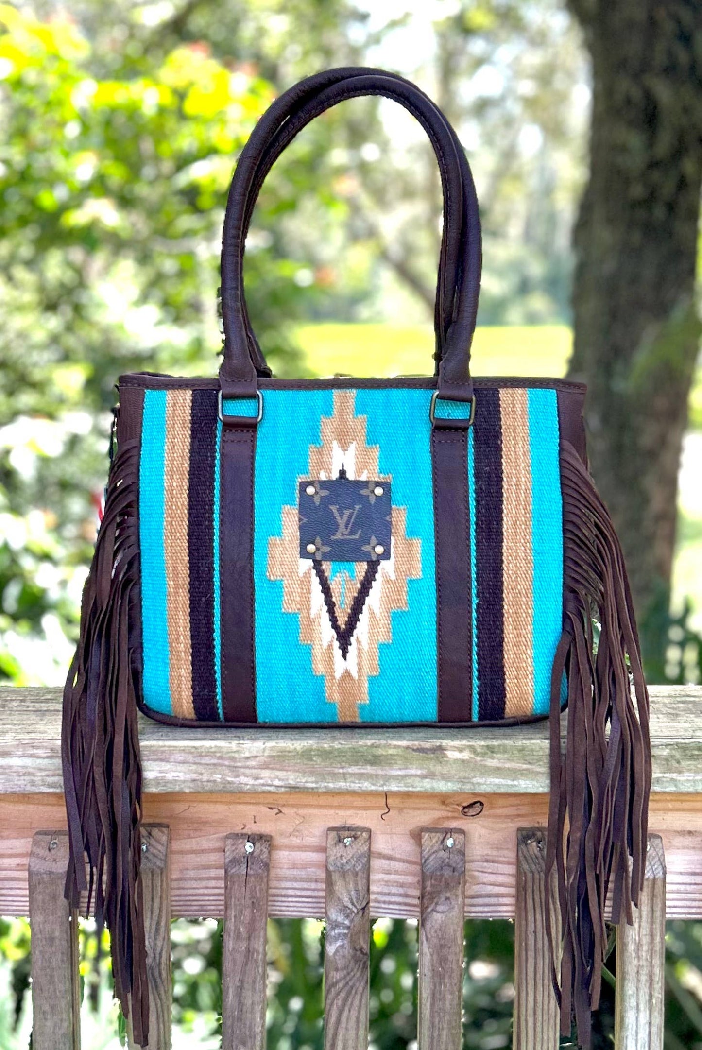 Upcycled LV Leather Crossbody Satchel Bag Western Southern Junkie